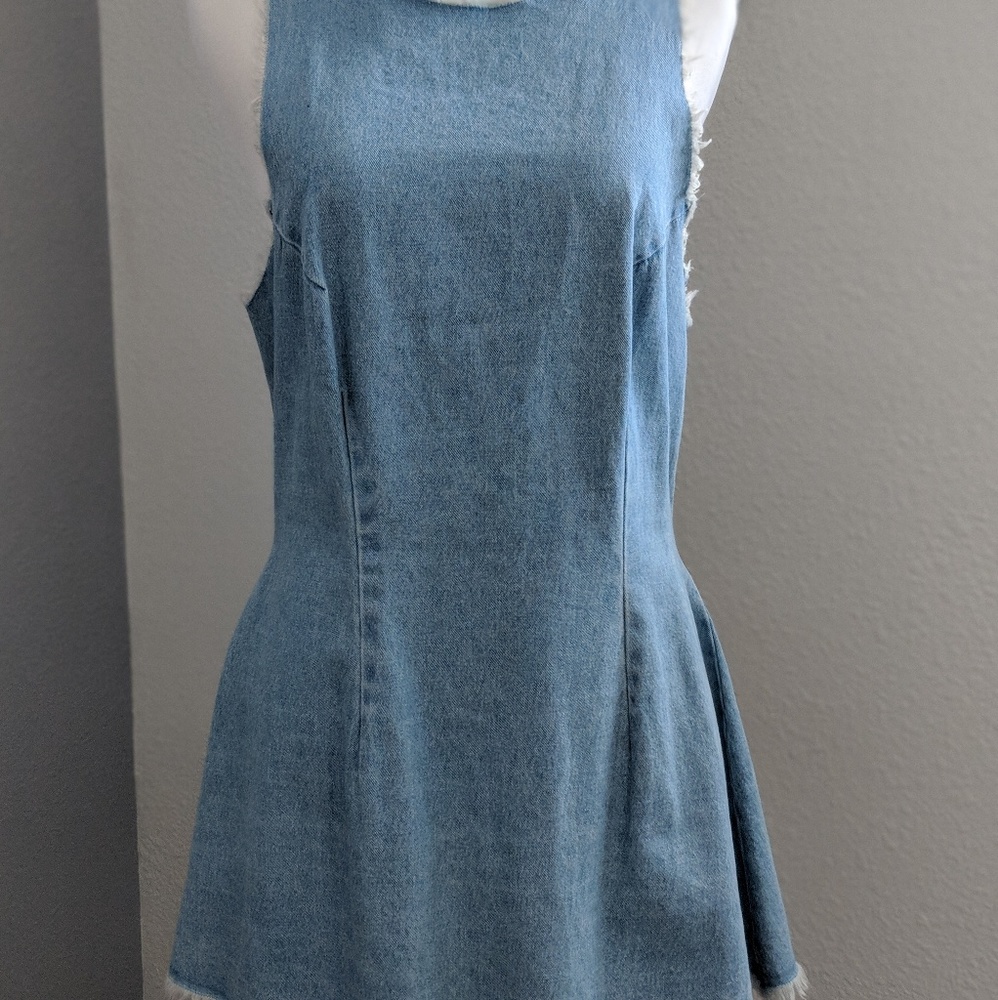Frayed denim mini dress - NWOT